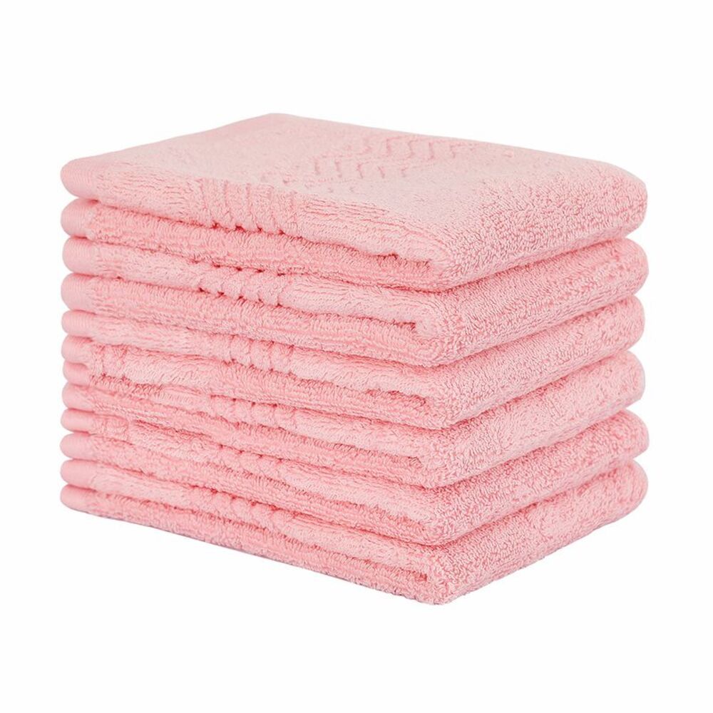 6pcs Washcloth Soft Absorbent Cotton Bath Towel for Daily Use 13.4" Pink